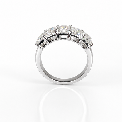 3.00 CTW Lab Grown Diamond Wedding Band 14K Solid Gold , 5 Stone Radiant Cut Lab Created Diamond Ring Diamond Anniversary Gift For Her