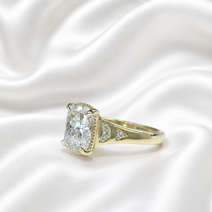 14k Gold Cushion Lab Grown Diamond Bezel Engagement Ring – IGI Certified, Custom Size, Modern Minimal #8796