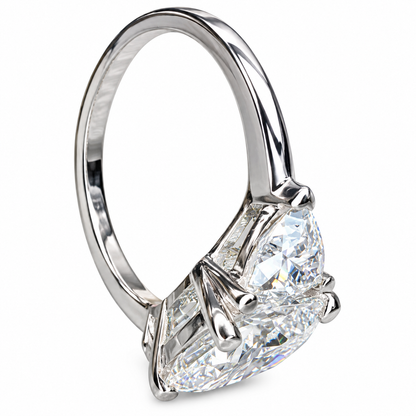 Cushion Cut Moissanite Engagement Ring White Gold Three Stone Moissanite Engagement Rings Women Unique Wedding Promise Anniversary Ring