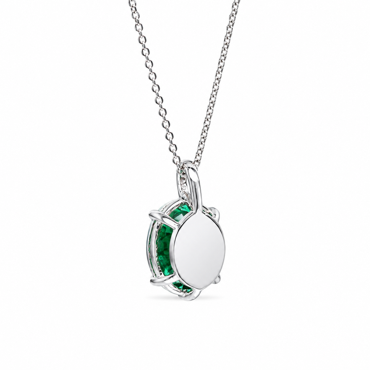 Personalized Engraved Necklace Birthstone Mothers Necklace Personalized 14K White Gold Gemstone Personalized Delicate Emerald Necklace #7331