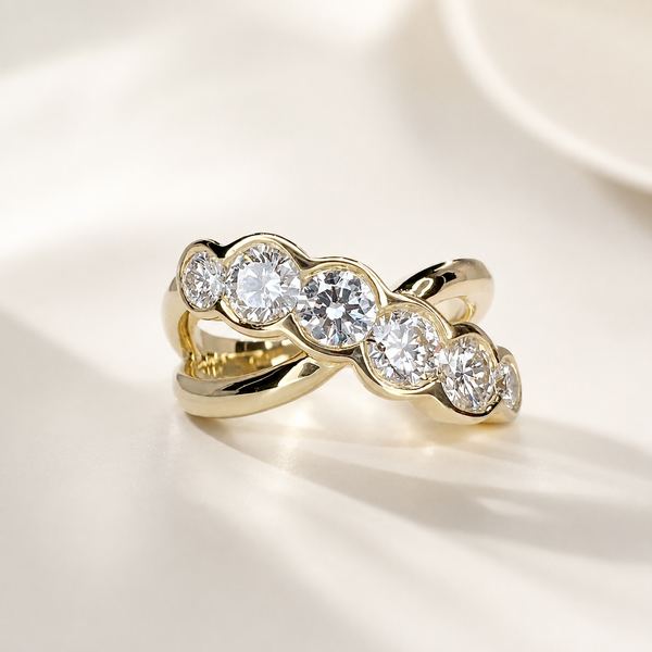 1.25ctw Lab Grown Diamond Cluster Ring 14K Yellow/White Gold , Lab Created Diamond Engagement Ring#8290