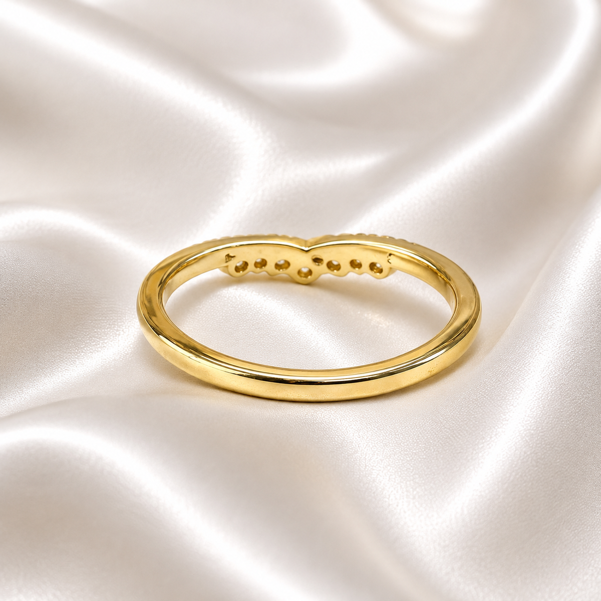 Chevron Lab Diamond Ring 14K Solid Gold , Matching Wedding Band , Unique Lab Grown Diamond Crown Stacking Ring , Ladies Pinky Ring #8838