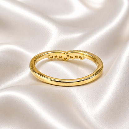 Chevron Lab Diamond Ring 14K Solid Gold , Matching Wedding Band , Unique Lab Grown Diamond Crown Stacking Ring , Ladies Pinky Ring #8838