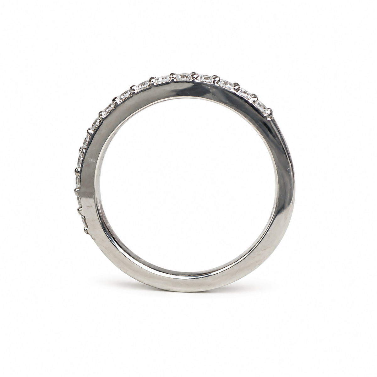 Moissanite Wedding Band 14K White Band Stacking Moissanite Band Thin Diamond Wedding Band For Ladies Dainty Stacking Bands Moissanite  #7279