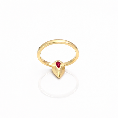 1.50 Ctw Pear Shape Bezel Olive Green Sapphire Engagement Ring in 14k Solid Gold , Modern Birthstone Ring , Dainty Pear Shape Ring #8858