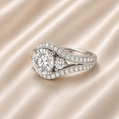 Lab grown diamond engagement ring 14k solid gold, cvd lab created diamond ring, round diamond wedding ring, certified diamond ring
