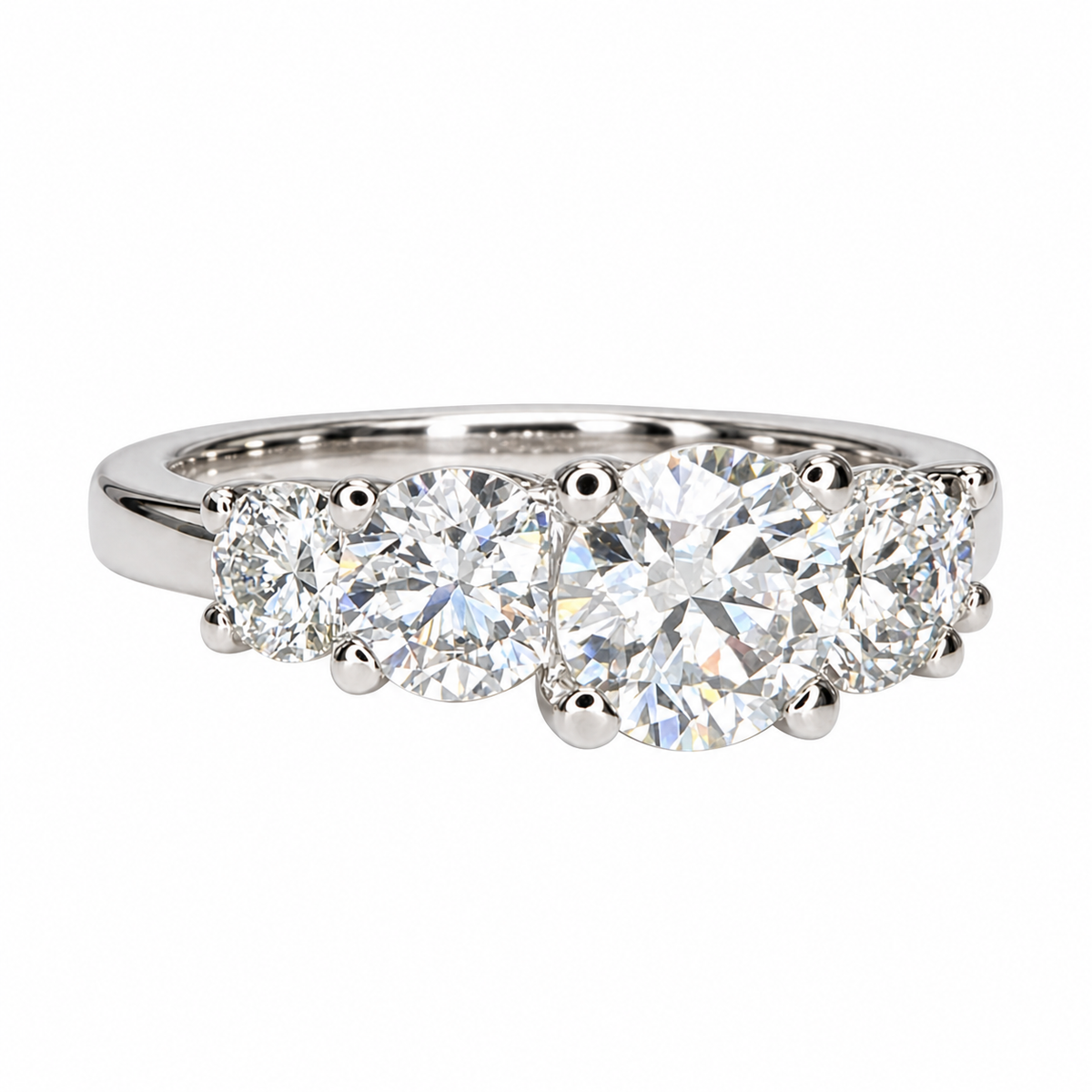 Certified Moissanite 5 Stone Anniversary  Band, Moissanite Wedding Ring, Engagement Ring, 14K White Gold