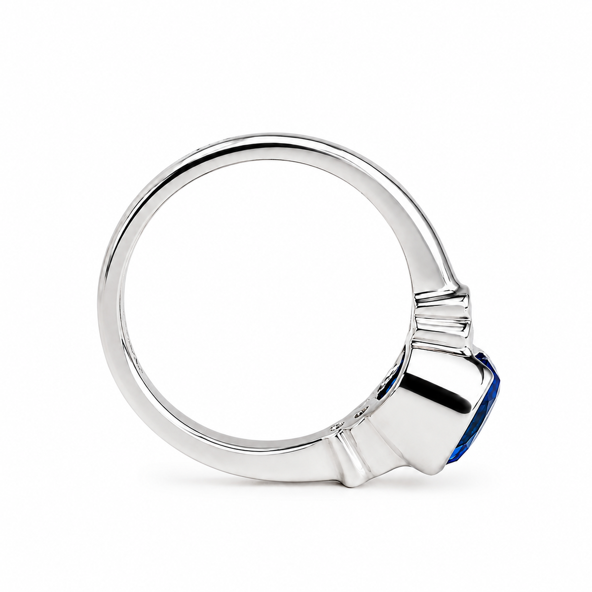 Oval  blue sapphire with round diamond accents engagement ring, 2.20ctw, 14k white gold #6069