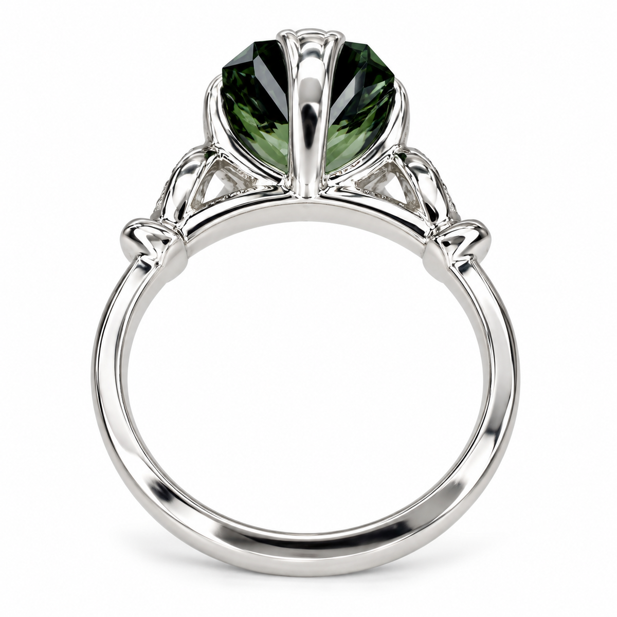Radiant Cut Olive Green Sapphire 14k Solid White Gold Unique Olive Green Sapphire Promise Wedding Bridal Engagement Ring Gift For Her #7374
