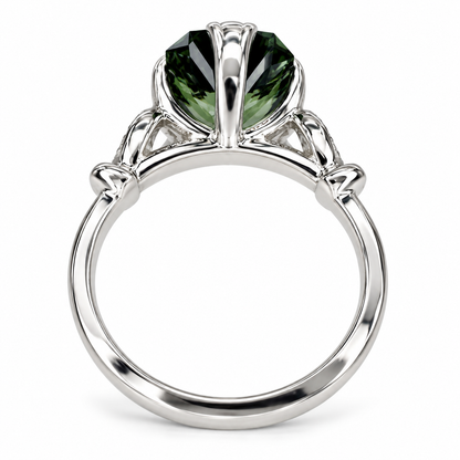 Radiant Cut Olive Green Sapphire 14k Solid White Gold Unique Olive Green Sapphire Promise Wedding Bridal Engagement Ring Gift For Her #7374