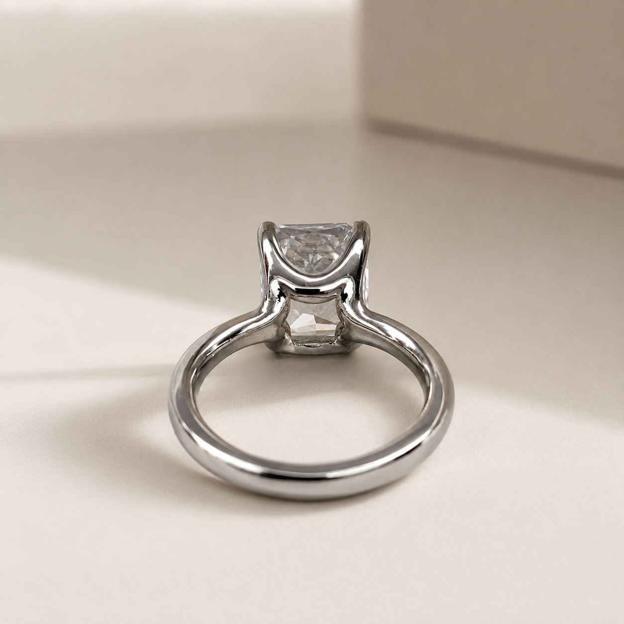 Radiant Cut Solitaire Engagement Ring / Radiant Cut Moissanite Solitaire / Moissanite solitaire 14k White Gold / #6272