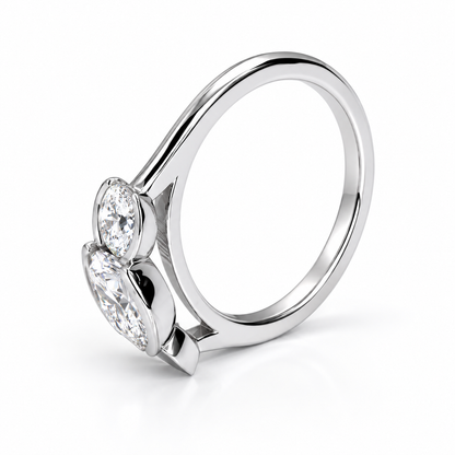 Moissanite Engagement Ring Bezel Set , Round Moissanite Three Stone Bezel Set Engagement Ring , Trendy Moissanite Ring For Women , #8813