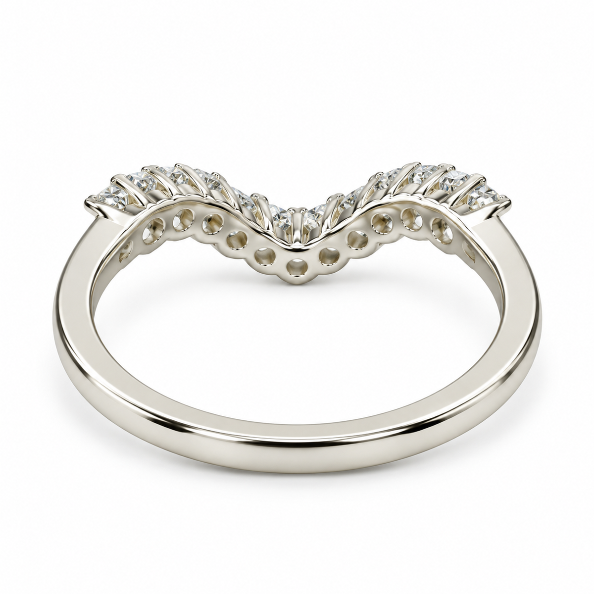 Curved Wedding Band White Gold Moissanite Deep Curved Matching Wedding Band Yellow Gold Stacking Dainty Stacking Promise  Gift For Her #7377