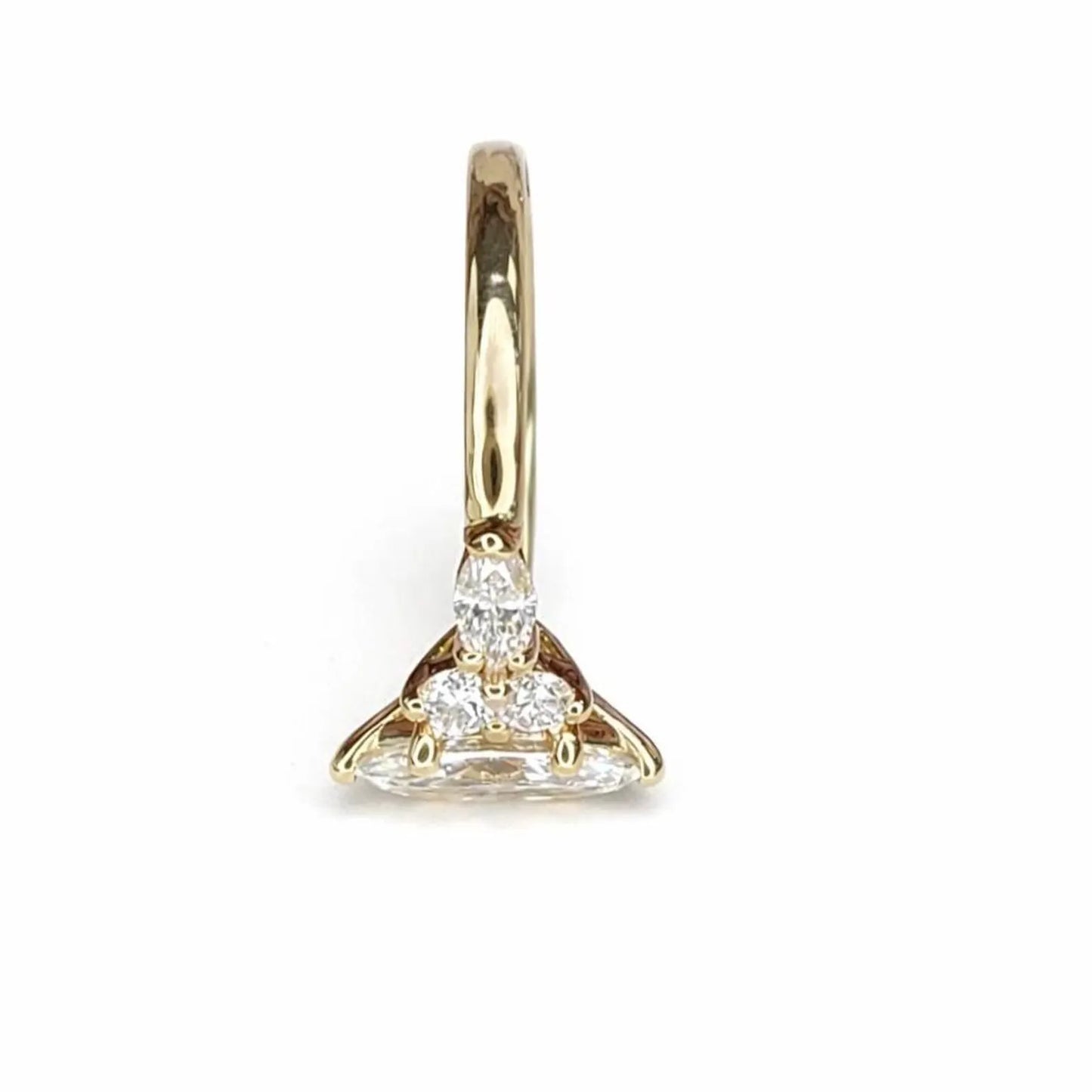 A gold ring with a diamond-encrusted design.