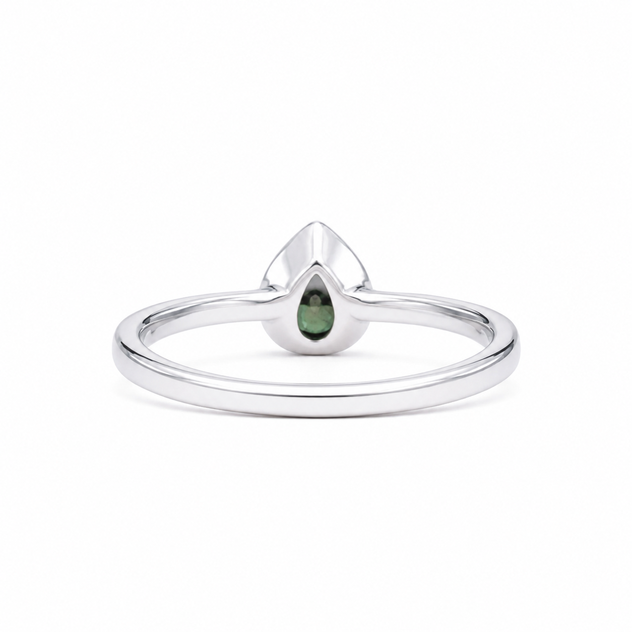 1.50 Ctw Pear Shape Bezel Olive Green Sapphire Engagement Ring in 14k Solid Gold , Modern Birthstone Ring , Dainty Pear Shape Ring #8858
