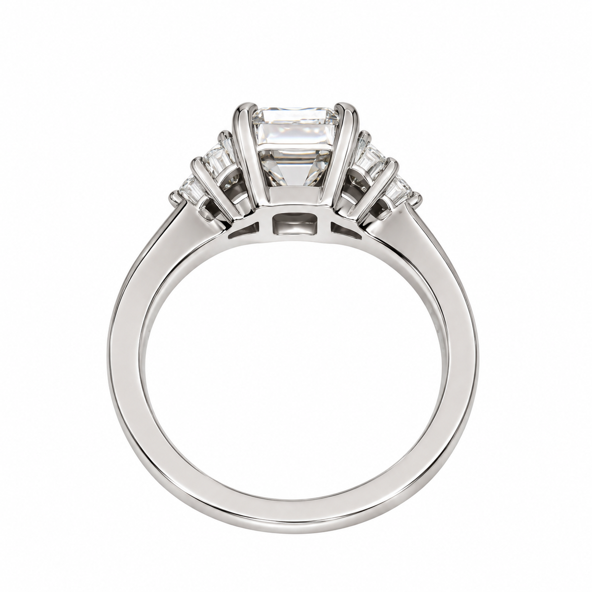 Asscher Cut  Moissanite engagement ring set vintage unique white gold curved band engagement ring women wedding Bridal Promise ring