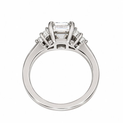 Asscher Cut  Moissanite engagement ring set vintage unique white gold curved band engagement ring women wedding Bridal Promise ring