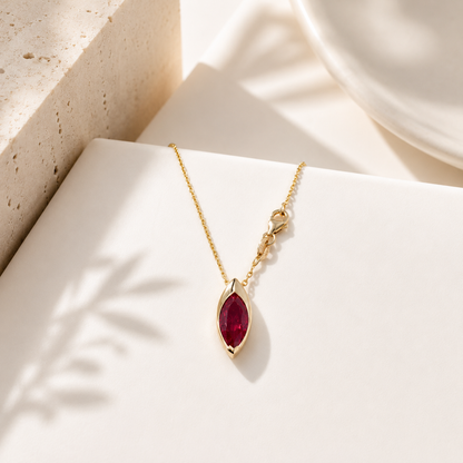 1.00 CTW Blue Sapphire Pear Shape Bezel Set Pendant Necklace 14K Solid Gold Dainty Layering Necklace Birthstone Jewerly #8830