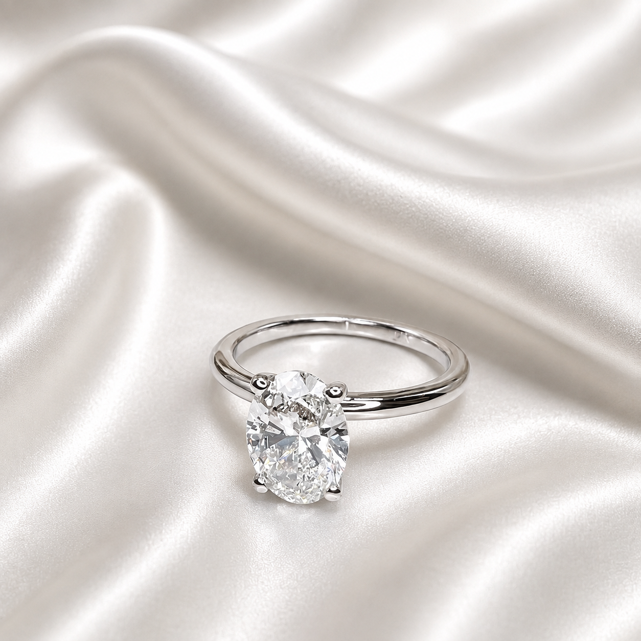 2 CT Oval Cut Lab Grown Diamond Engagement Ring in 14K Solid Gold, Lab Created Diamond Solitaire Wedding Ring, Simple Diamond Ring