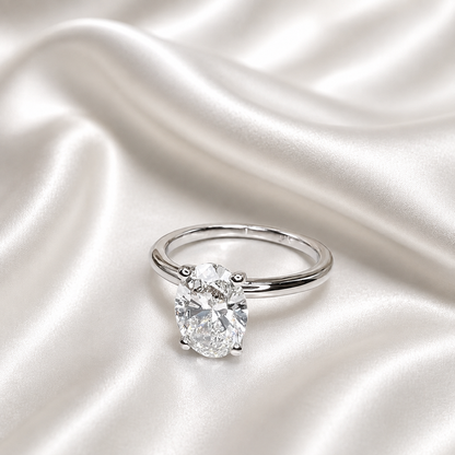 2 CT Oval Cut Lab Grown Diamond Engagement Ring in 14K Solid Gold, Lab Created Diamond Solitaire Wedding Ring, Simple Diamond Ring