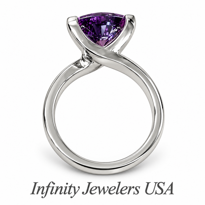 Alexandrite Trillion Engagement Ring White Gold Unique Trillion Alexandrite Anniversary Promise Wedding Bridal Ring