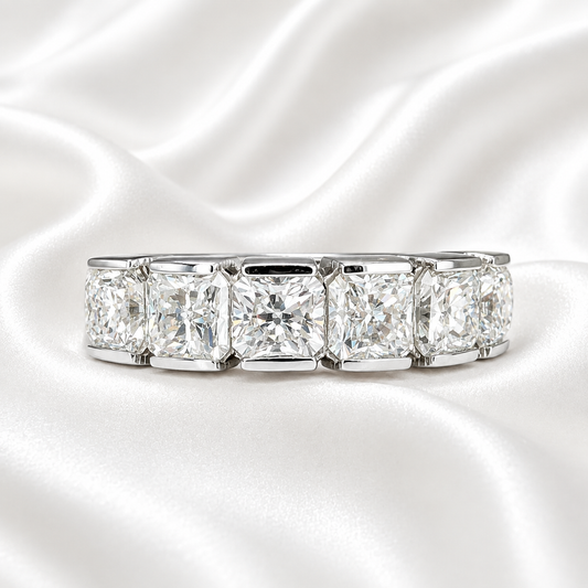 Lab grown diamond stacking wedding band, half eternity diamond matching wedding band solid gold, lab created diamond anniversary band