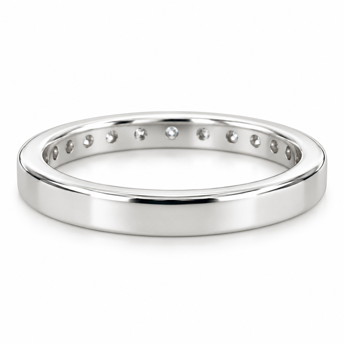Half Eternity Moissanite wedding Band White Gold Stacking Moissanite Band Thin Dainty Wedding Band Simple Moissanite Band Gift For Her  7412