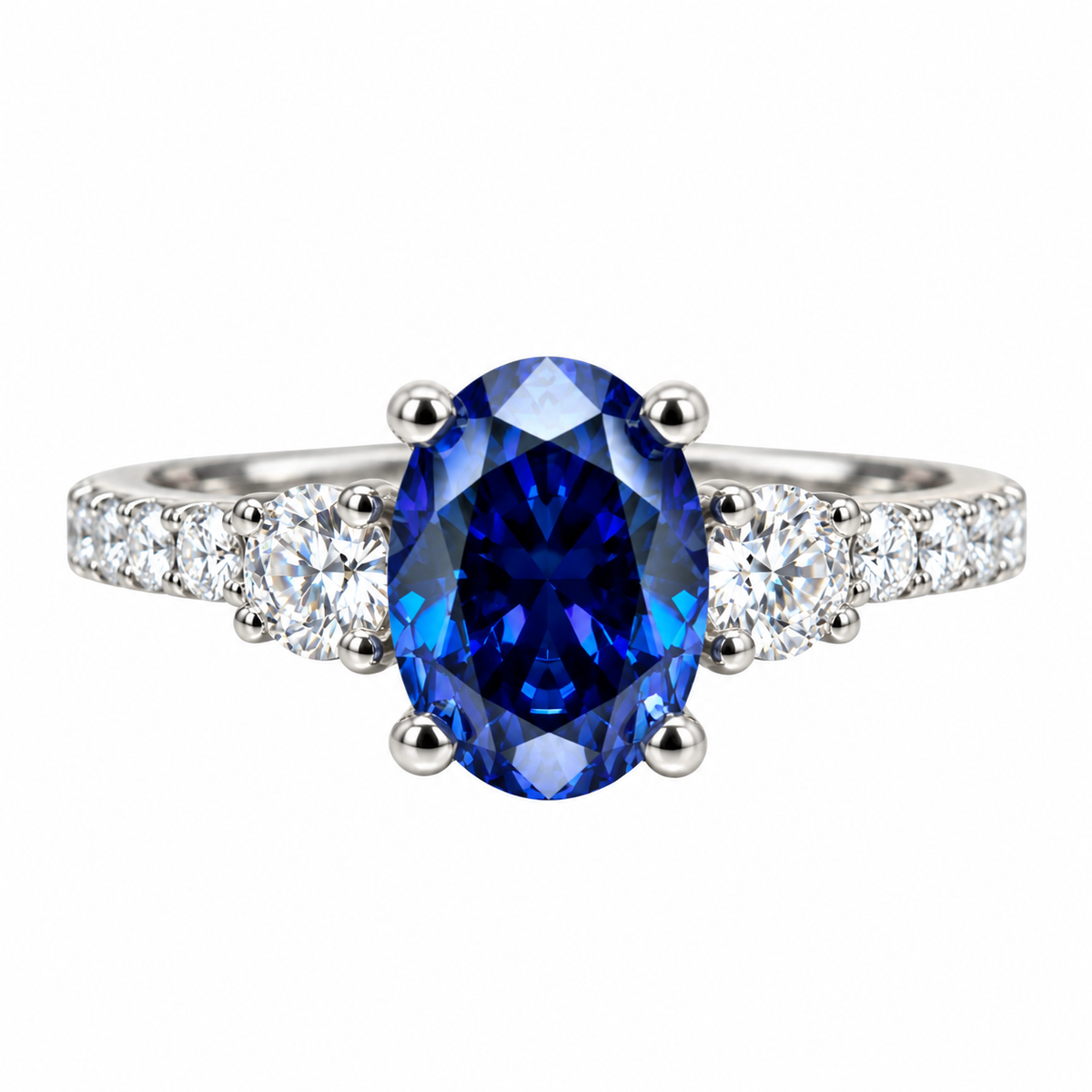 Blue/Grey Moissanite Engagement Ring White Gold, Unique Blue Moissanite Wedding Ring Oval Cut Vintage Style Moissanite Engagement Ring
