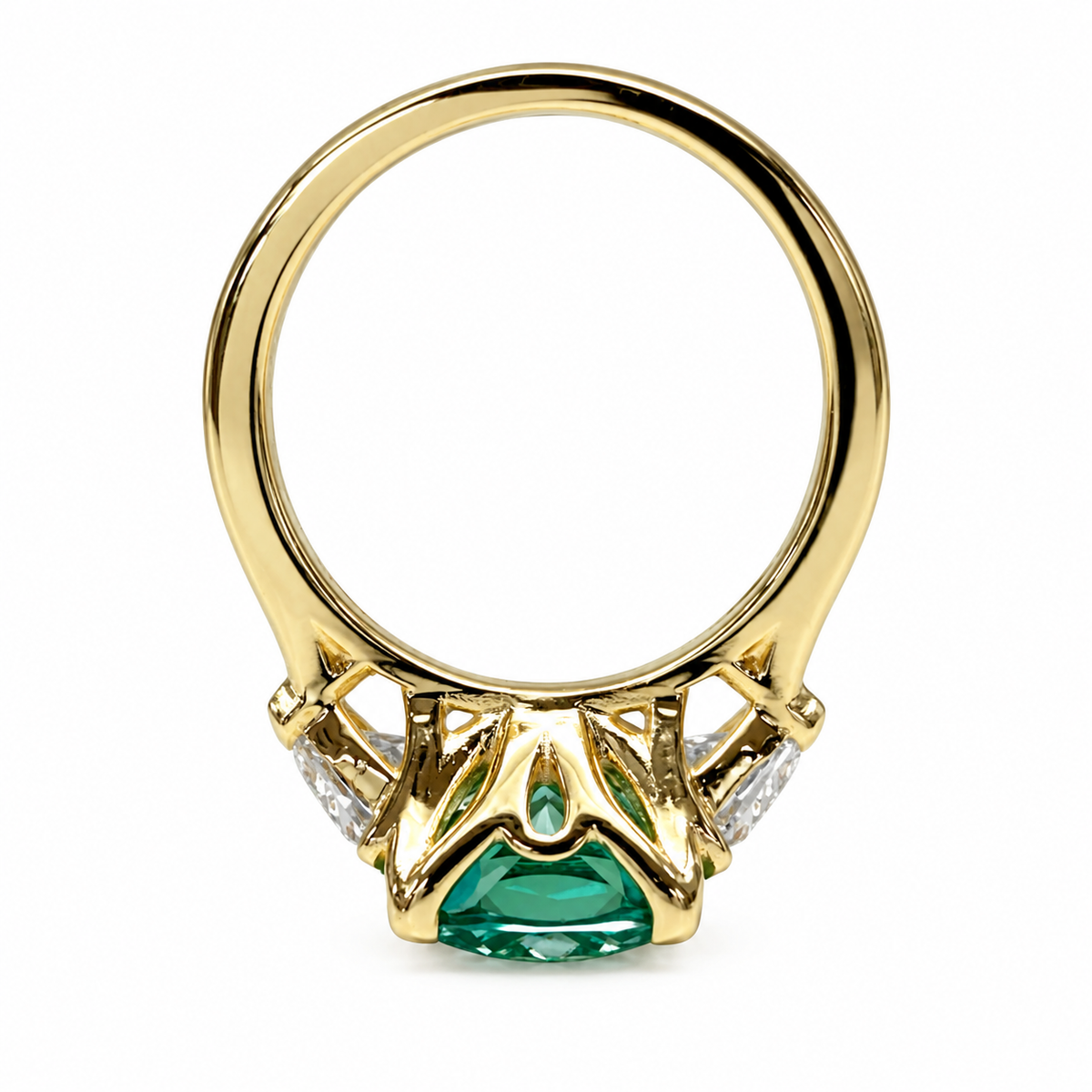 Elongated Cushion Cut Engagement Ring For Women 14K solid Yellow Gold, Green Paraiba Tourmaline Engagement Rings, Unique Vintage Rings, 7187