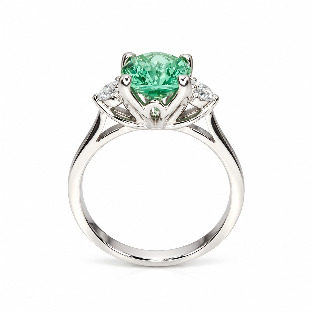 Elongated Cushion Green Paraiba Tourmaline Engagement Ring White Gold Paraiba Moissanite Engagement Ring Unique Vintage Wedding Ring #7371