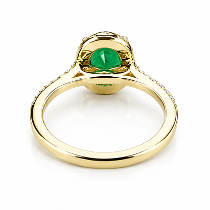 Oval green emerald engagement ring 14k solid gold, Moissanite oval halo engagement ring, Unique wedding anniversary promise ring women #8020