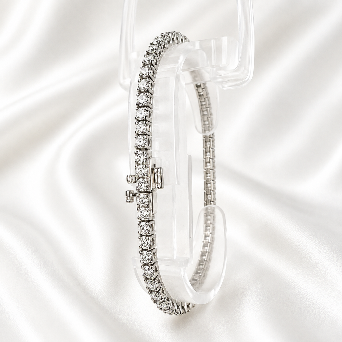 Lab grown diamond tennis bracelet 14k solid gold, layering tennis bracelet, delicate tennis bracelet, thin tennis bracelet for women