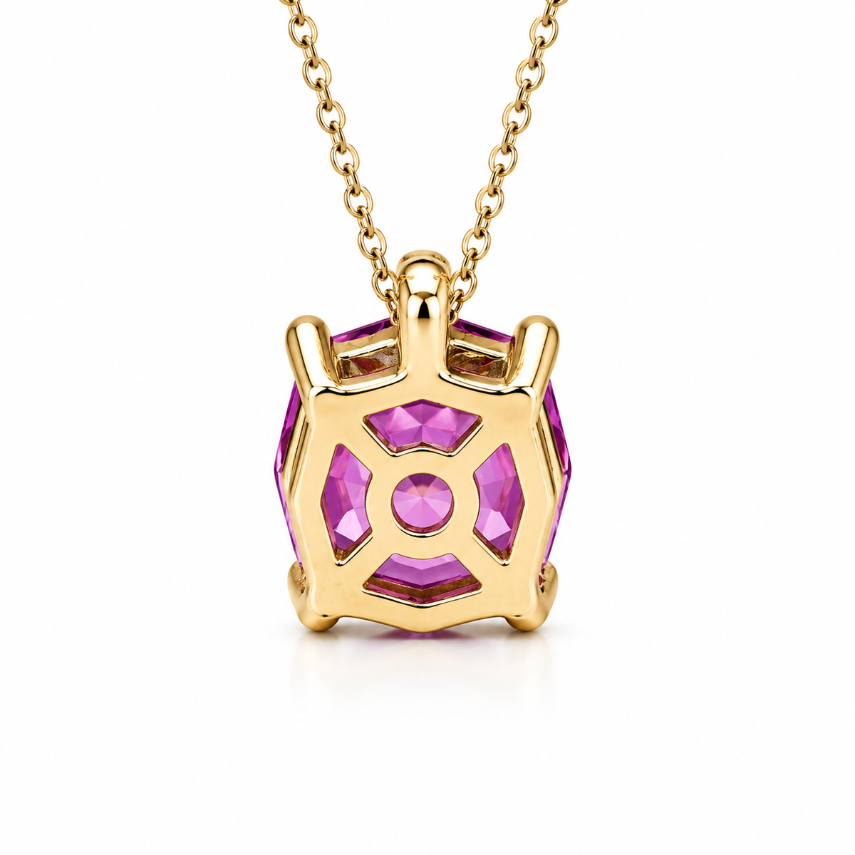 Pink Sapphire Pendant Necklace For Ladies,  Unique Octagon Pink Sapphire Pendant Necklace, Dainty Pendant Necklace Anniversary Gift    #6673
