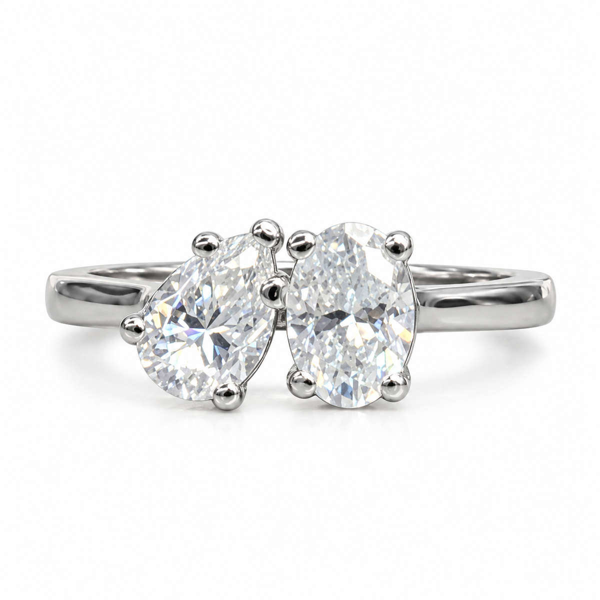 Toi et Moi Ring, Two Stone Engagement Ring, Birthstone Ring, Oval and Pear Ring, Unique Engagement Ring, Anniversary Ring,  Love Ring, #7312