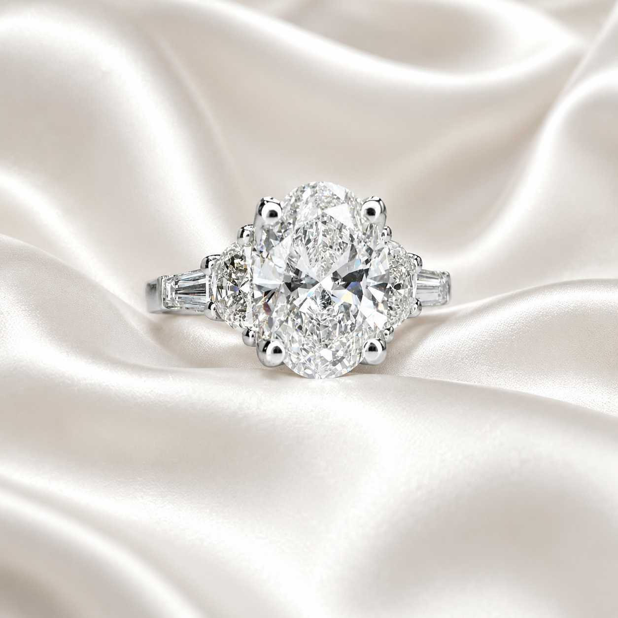 2.00 CT Oval Engagement Ring 14k Solid Gold , Lab Grown Diamond Engagement Ring , Oval Three Stone Lab Created Dimond Ring Ladies Diamond Ring #8543