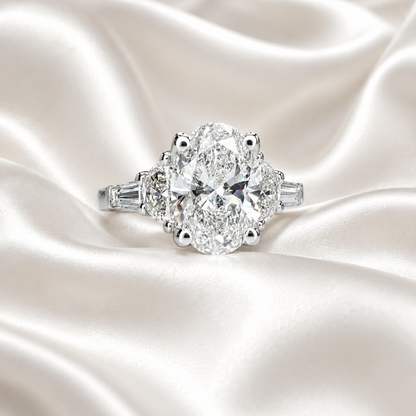 2.00 CT Oval Engagement Ring 14k Solid Gold , Lab Grown Diamond Engagement Ring , Oval Three Stone Lab Created Dimond Ring Ladies Diamond Ring #8543