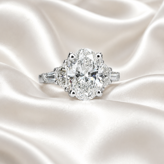2.00 CT Oval Engagement Ring 14k Solid Gold , Lab Grown Diamond Engagement Ring , Oval Three Stone Lab Created Dimond Ring Ladies Diamond Ring #8543