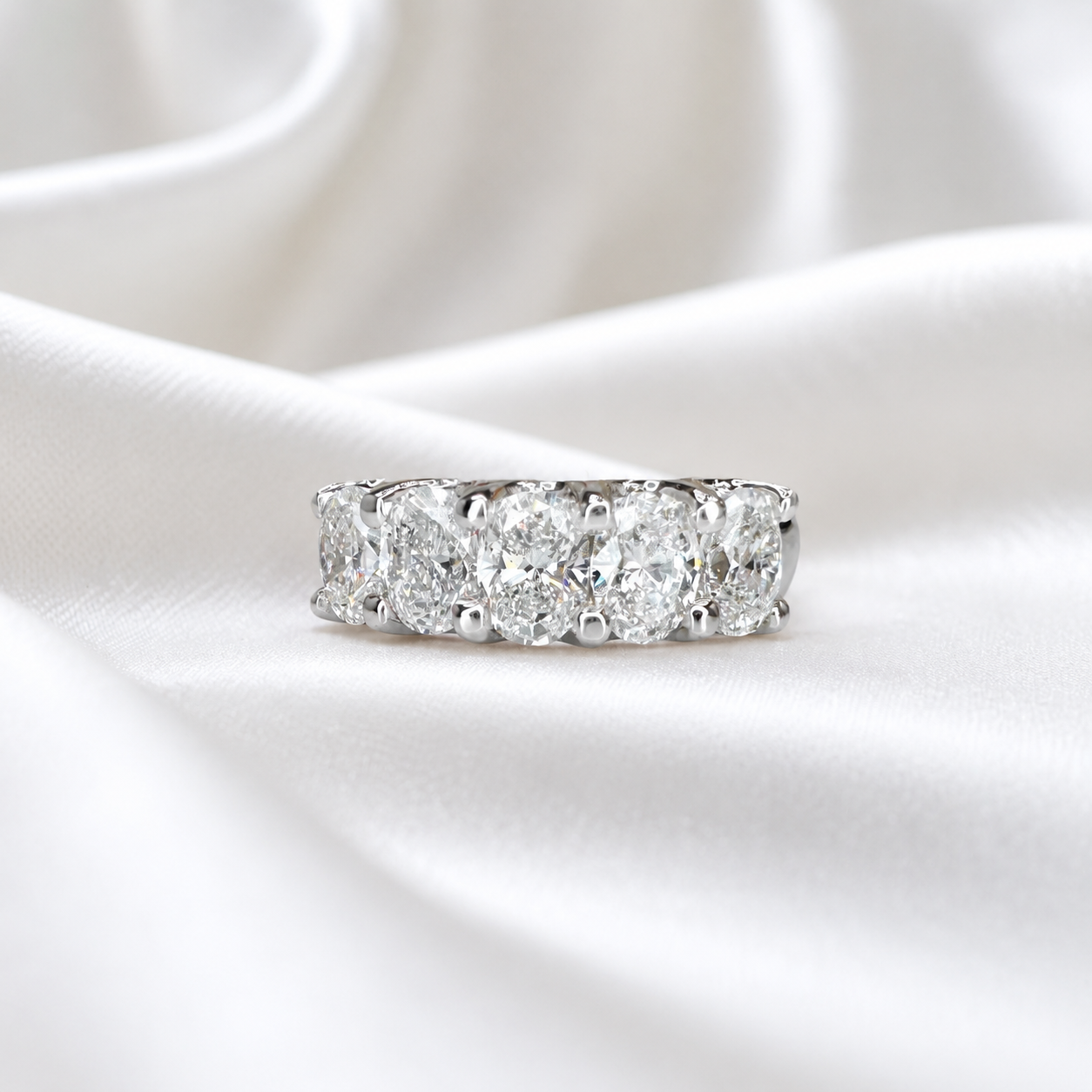 Lab grown diamond wedding band, oval cut lab created diamond ring, echo friendly half eternity diamond band cvd diamond ring ladies