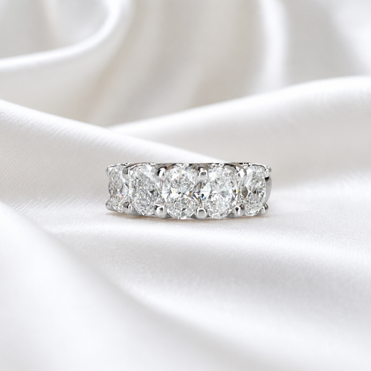 Lab grown diamond wedding band, oval cut lab created diamond ring, echo friendly half eternity diamond band cvd diamond ring ladies