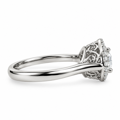 Marquis Moissanite Sideways Ring Halo White Gold Unique Evil Eye Moissanite Ring Sideways Marquis Anniversary Wedding Promise Ring  #7437