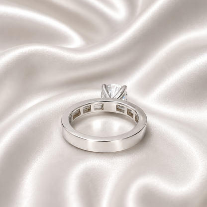 2.70 CTW Lab Grown Diamond Engagement Ring 14K Gold Round Cut Lad Created Diamond Anniversary Ring For Her Three Stone Diamond Ring # 8495