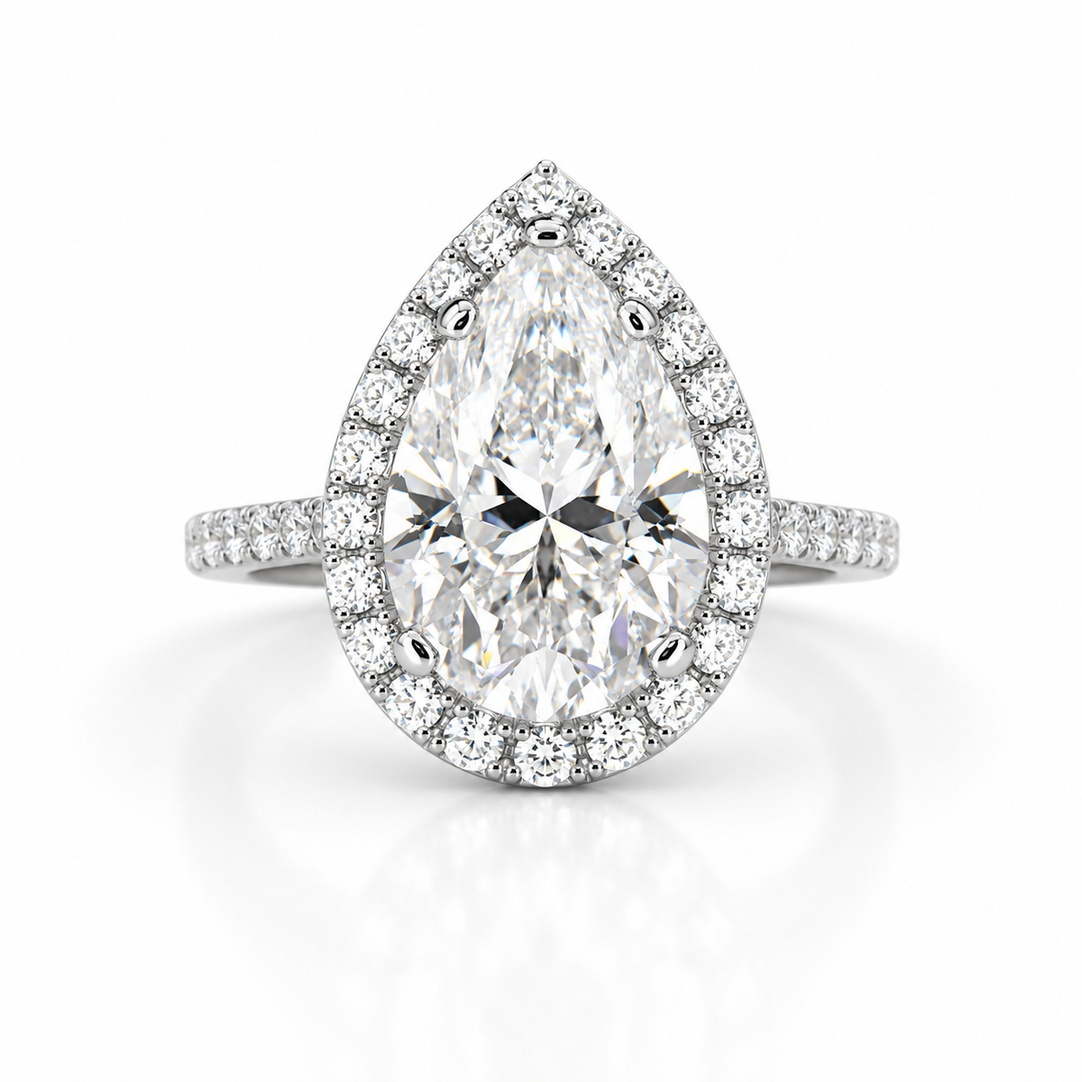 Pear shaped ring 14k solid gold, Pear shaped moissanite halo engagement ring, Teardrop shaped ring, Unique wedding promise anniversary ring
