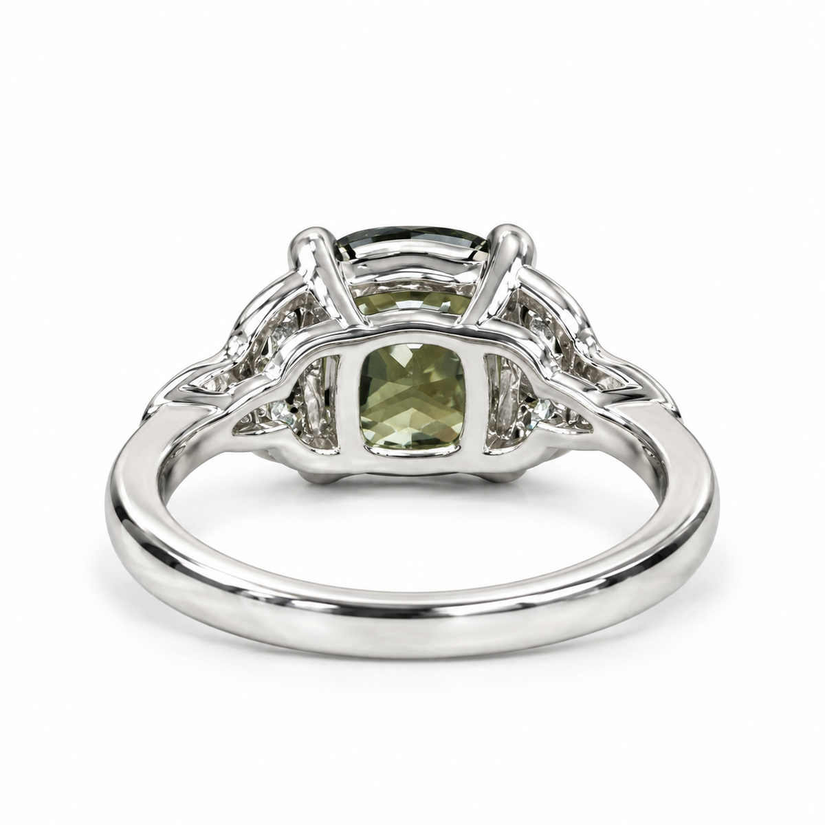 Green Sapphire Engagement Ring 14K Olive Green Cushion Cut Sapphire Celtic Engagement Ring Moissanite Celtic Gold Wedding Promise Ring #7300