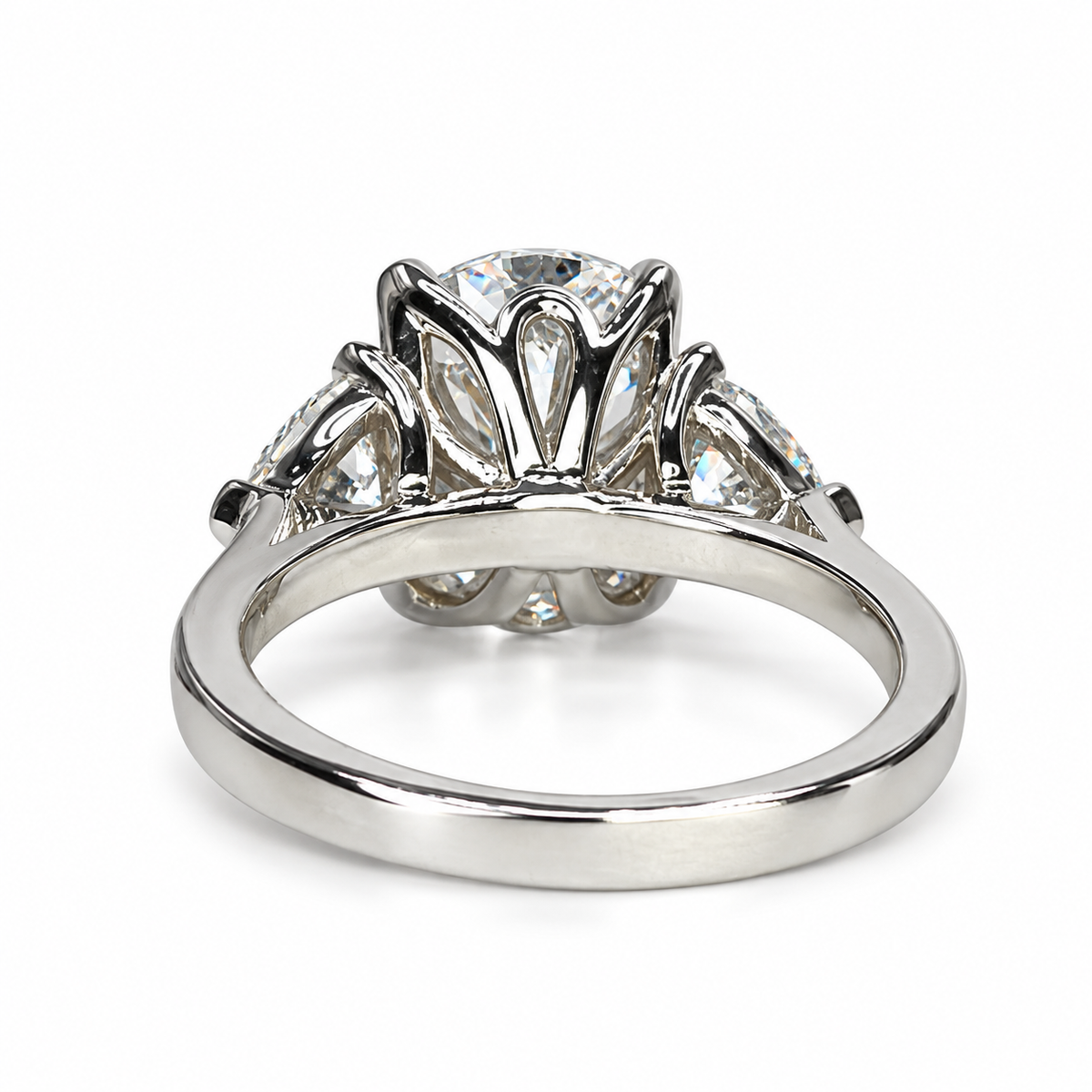 Elongated cushion cut engagement ring 14k solid gold,  three stone engagement ring,  Unique vintage wedding anniversary promise ring,  #7907
