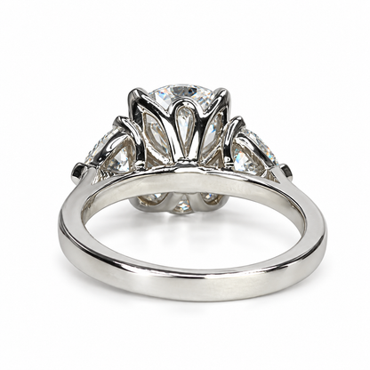 Elongated cushion cut engagement ring 14k solid gold,  three stone engagement ring,  Unique vintage wedding anniversary promise ring,  #7907
