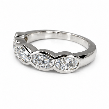 5 Stone Oval Lab Grown Diamond Anniversary Band 14K Solid Gold, East West Oval Lab Diamond Wedding Band #8934