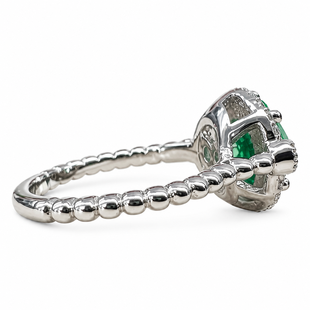 East West Vintage Oval Halo Green Paraiba Engagement Ring  White Gold Unique Vintage Wedding Promise Anniversary  Bridal Ladies Ring   #7416