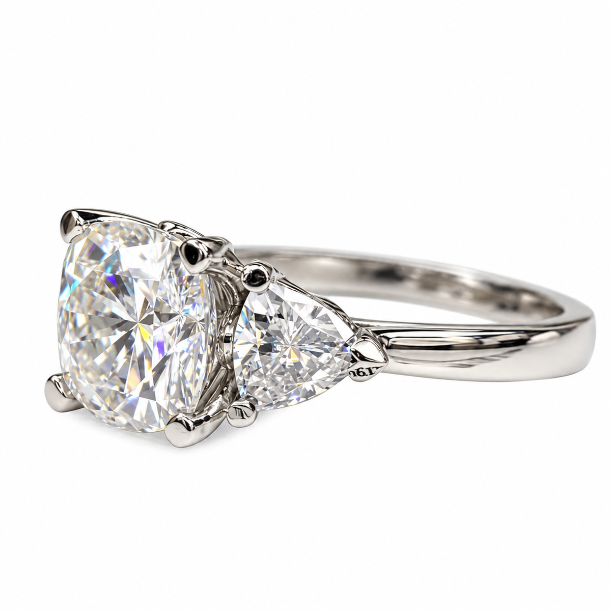 Moissanite Engagement ring White Gold Three Stone Cushion Cut Moissanite Engagement Ring For Women Unique Wedding Promise Anniversary #5237