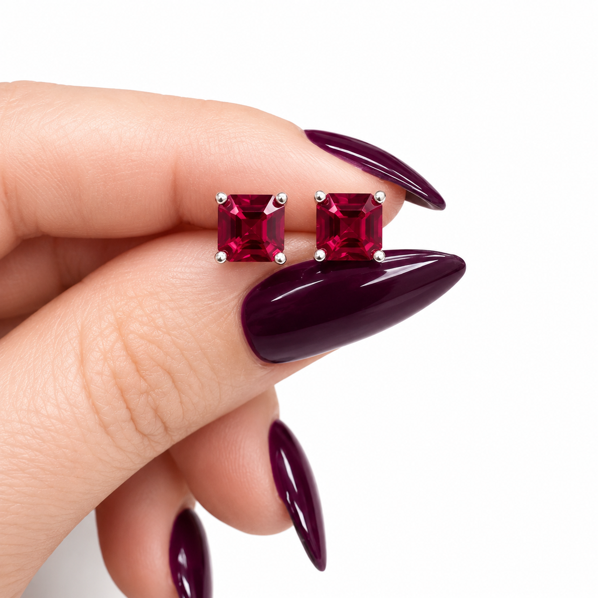 May Birthstone Earrings , Ladies Earrings , Asscher Emerald Studs , 14k Gold Earrings, Mothers Day , Birthday Gift , #8841