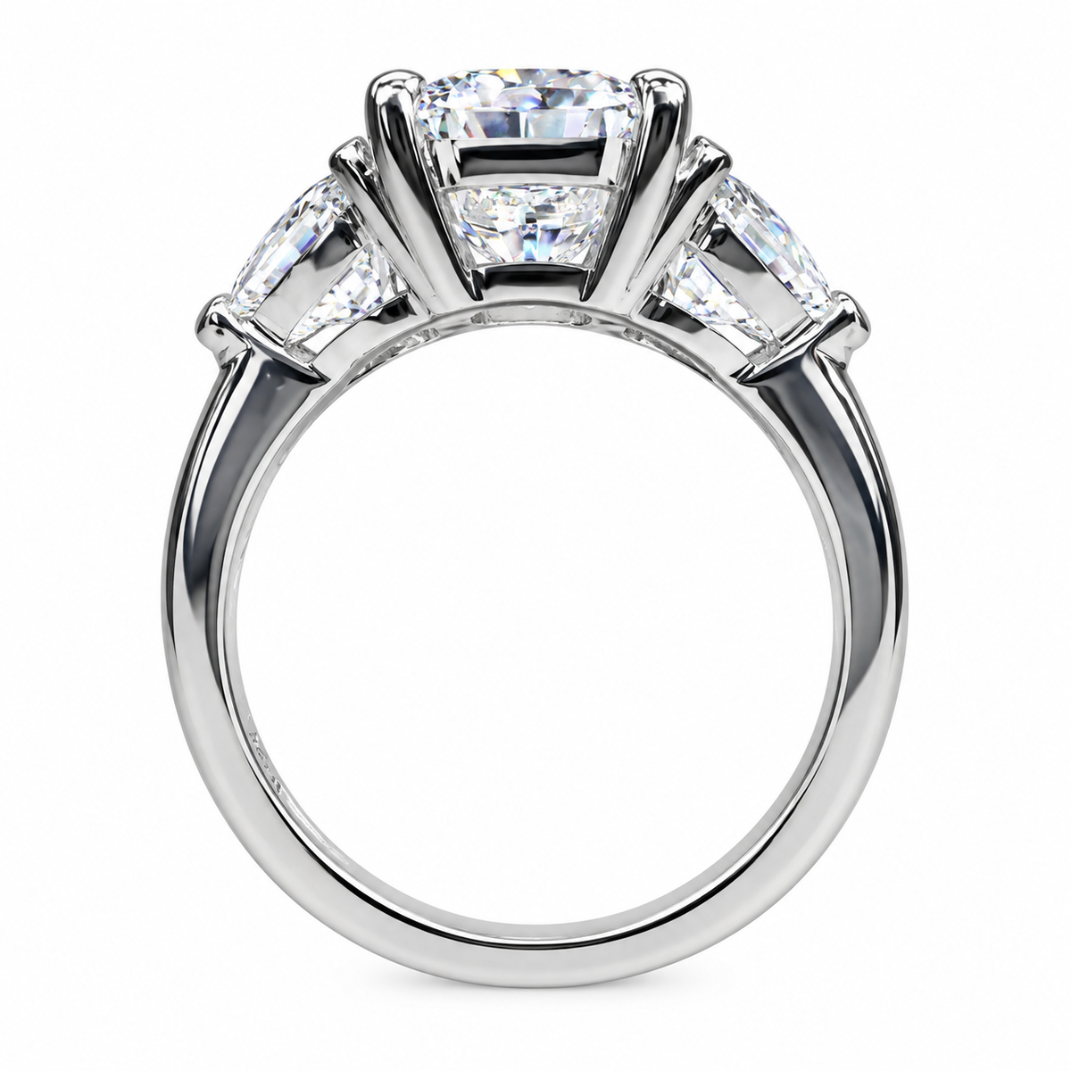 Cushion Cut Moissanite Engagement Ring White Gold Three Stone Moissanite Engagement Rings Women Unique Wedding Promise Anniversary Ring